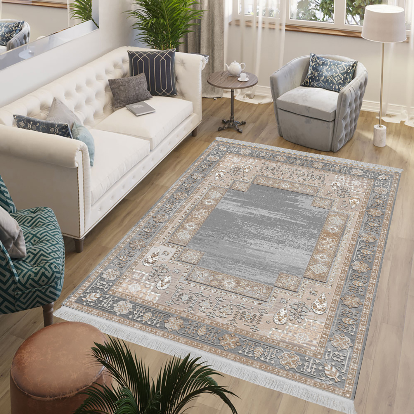 فرش چاپی طرح وینتج کد L295